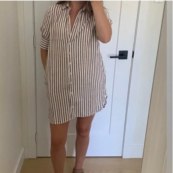 NWOT Old Navy Linen Striped button up shirt/dress XL - Picture 2 of 6